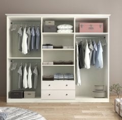Zenio Rose 6 Kapak 2 Çekmece Aynalı Gardırop - Beyaz