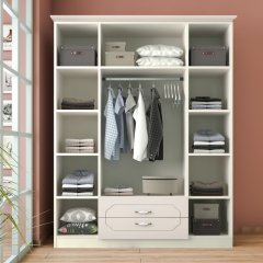 Zenio Linda 4 Kapak 2 Çekmece Gardırop - Beyaz