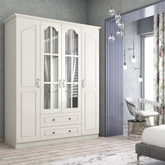 Assos 4 Kapak 2 Çekmece Gardırop - Beyaz