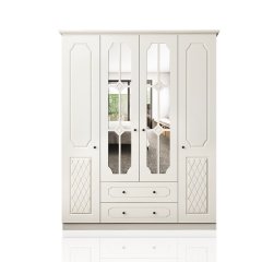 Aspendos 4 Kapak 2 Çekmece Gardırop - Beyaz