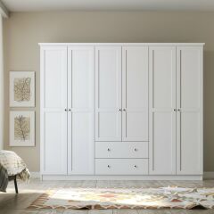 Zenio Side 6 Kapak 2 Çekmece Gardırop Beyaz - 210 cm