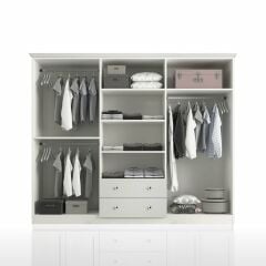 Zenio Side 6 Kapak 2 Çekmece Aynalı Gardırop Beyaz - 210 cm
