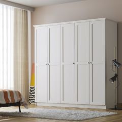 Zenio Side 5 Kapaklı Gardırop Beyaz - 210 cm