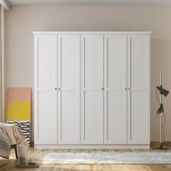 Zenio Side 5 Kapaklı Gardırop Beyaz - 210 cm