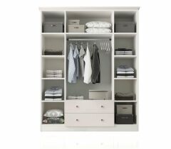 Zenio Side 4 Kapak 2 Çekmece Gardırop Beyaz - 210 cm