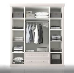 Zenio Roma 4 Kapaklı 2 Çekmeceli Gardırop - Beyaz