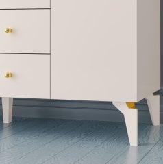 Zenio Rose Plus 4 Kapak 2 Çekmeceli Yüksek Ayaklı Aynalı Gardırop Beyaz