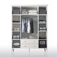Zenio Side Plus 4 Kapak 2 Çekmeceli Yüksek Ayaklı Gardırop Beyaz