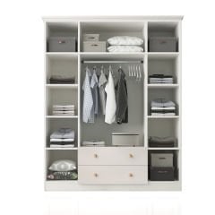 Zenio Side 4 Kapak 2 Çekmece Gardırop - Beyaz(Ahşap Kulp)