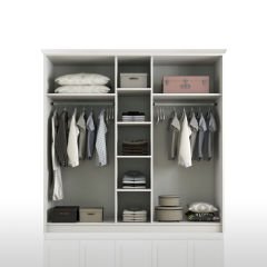 Zenio Side 5 Kapaklı Gardırop - Beyaz(Ahşap Kulp)