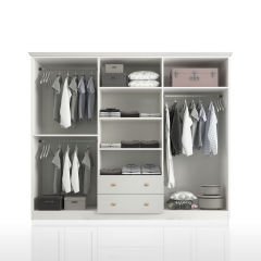 Zenio Side 6 Kapak 2 Çekmece Gardırop - Beyaz(Ahşap Kulp)