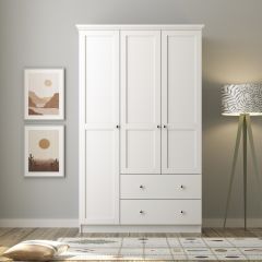 Zenio Side 3 Kapak 2 Çekmece Gardırop - Beyaz 210 cm