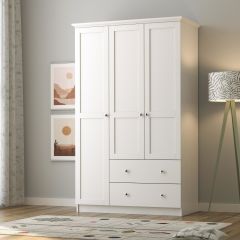 Zenio Side 3 Kapak 2 Çekmece Gardırop - Beyaz 210 cm