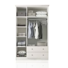 Zenio Side 3 Kapak 2 Çekmece Aynalı Gardırop - Beyaz 210 cm